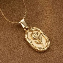 STAINLESS STEEL ROSE 🌹 NECKLACE WITH CHAIN 