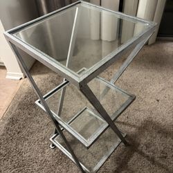 Square Geometric Metal And Glass End Table 