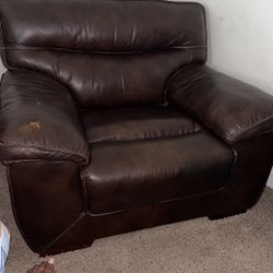 Large, Plush Faux Leather Chair
