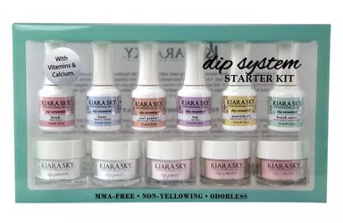 Kiara Sky Dip System FRENCH Starter Kit Nail Dipping Powder Liquid Pink & White