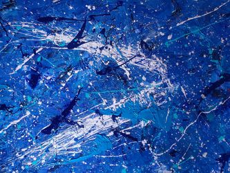 Blue Abstract Paint 36x48in