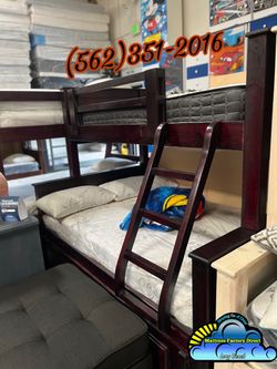 Twin full cherry bunk bed with mattresses colchones camas nuevas