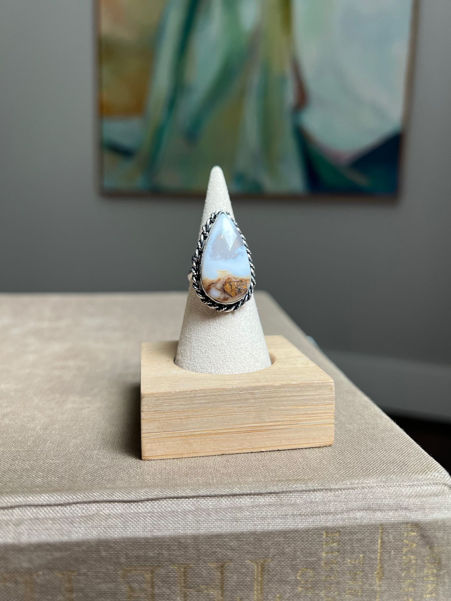 Adjustable Montana Moss Agate Ring ( firm on price )