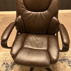 Brown Leather Office Chair & Rug Protector $75 or best offer