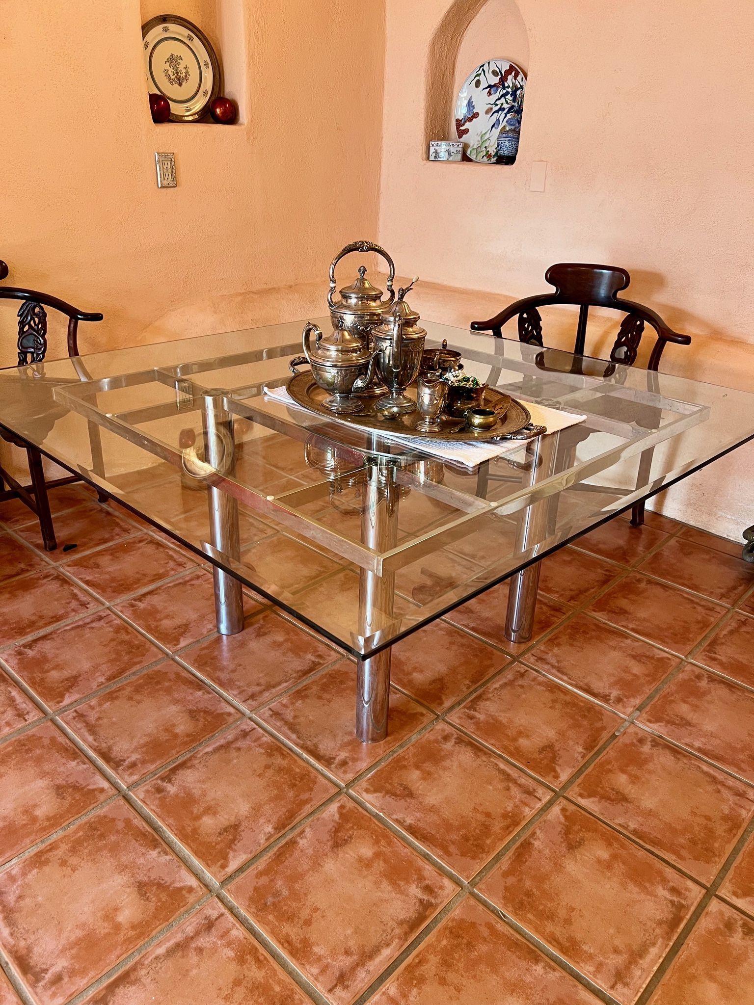 Tobia Scarpa Italian Glass And Chrome Table