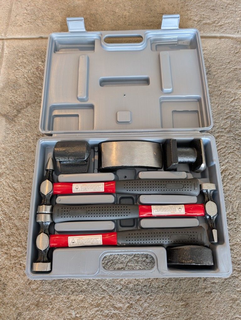 Heavy Duty Auto Body Hammer and Dolly Kit, 7 Piece