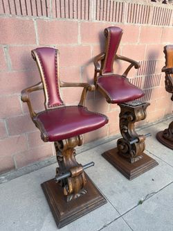 Antique bar stools with Carved Wood Base