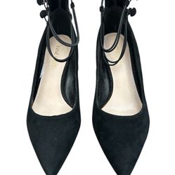 NWT Nine West Woman’s Black Suade Kitten Heel Wraparound Ankle Heels