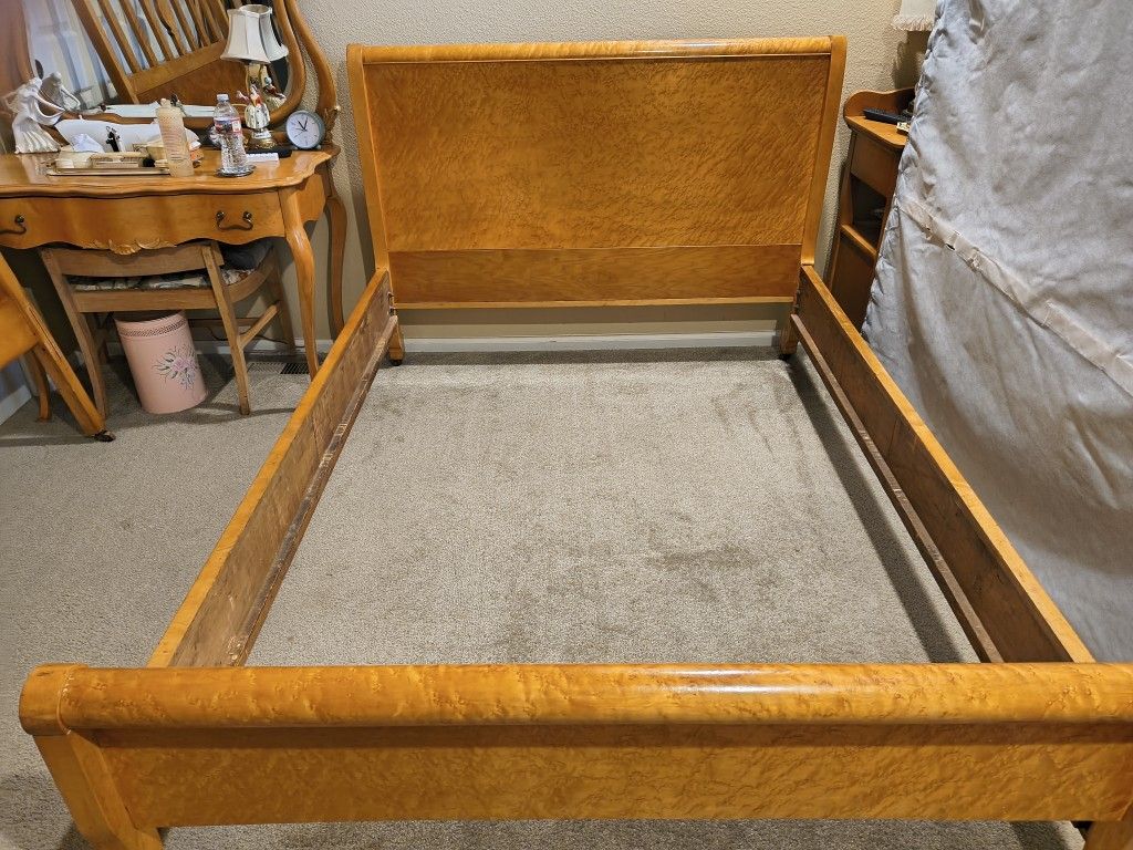 Birds Eye Maple Full Size Vintage Bed Frame