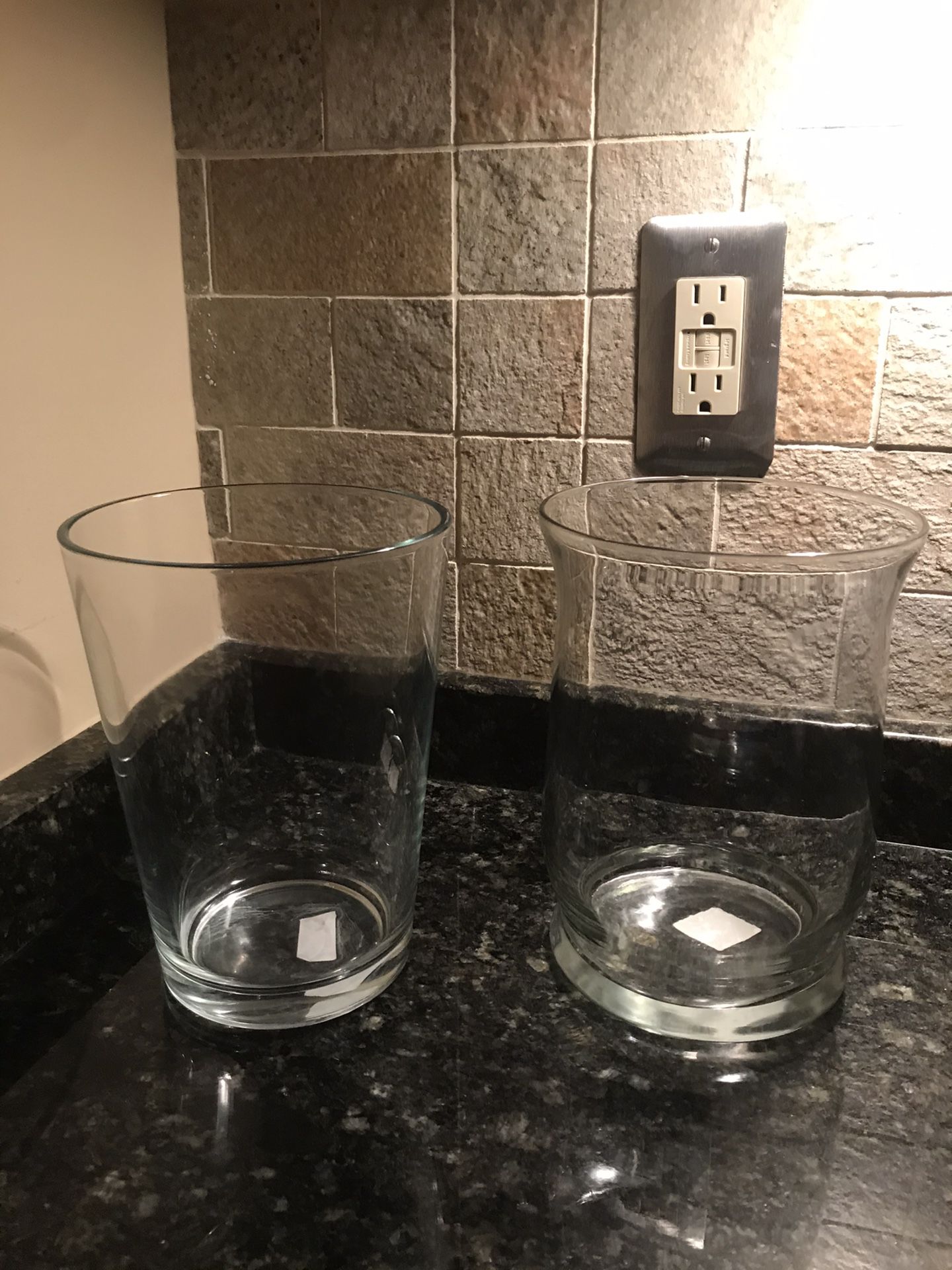 Two Glass Vase & Candle Holder