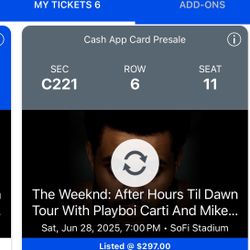 The Weeknd Concert tickets Sofi 6/28