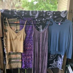 5 Piece Bundle Vintage 90s Hippie Skirts Tops Dress 