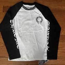 Black & white Chrome Hearts long sleeve raglan tee