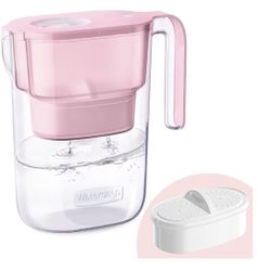 Water drop water filter pitcher, 7 cup capacity. Perfect for small spaces. Color: pink