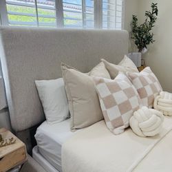 Tall Oatmeal Headboard Queen!