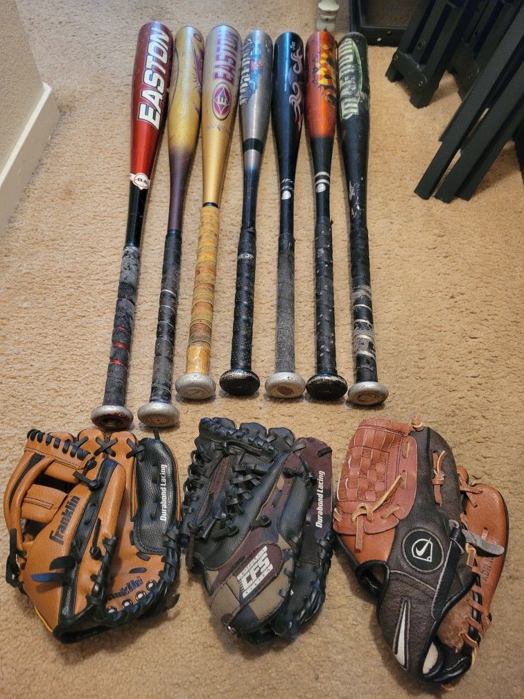Baseball Bats & Gloves  $15 Each