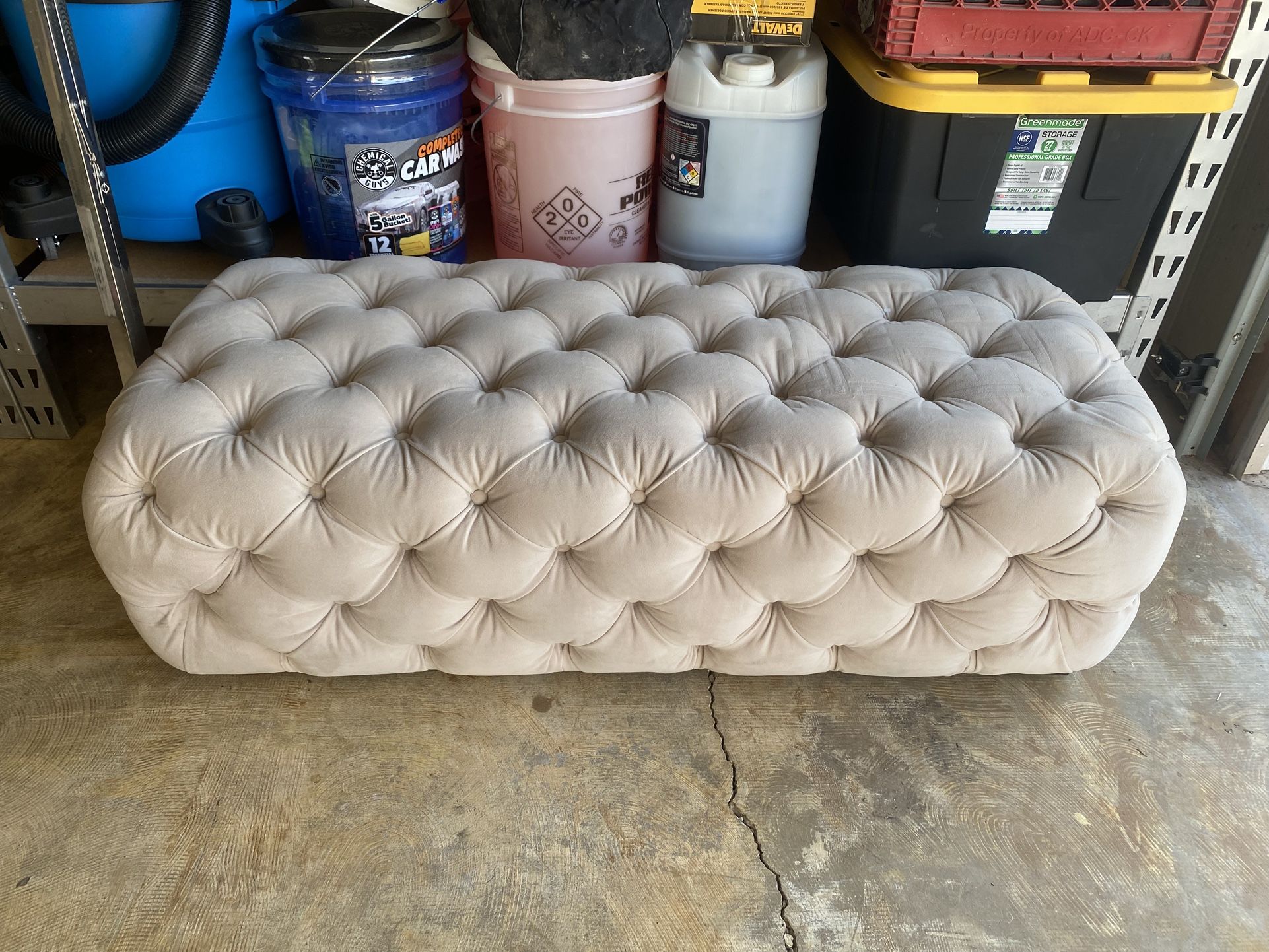 Beige Tufted Ottoman