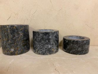 3pc set High End Italian Nero Marquina Candle/ Ash trays