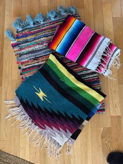 Mexican blankets, colorful textiles, colorful rug bundle