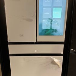 Samsung Bespoke RF90F29AEW  29 cu. ft. Standard Depth 4-Door French Door Refrigerator in Charcoal Glass and White Glass with AI Family Hub+ MSRP $4699