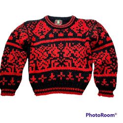 High Sierra Boys Sweater Size 8 Knit Pullover Red Black Pattern Long Sleeve Warm