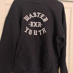 BORN X RAISED X LARGE DARK BLUE  EMBROIDED HOODIE XL  