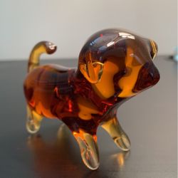 Glass Amber dog figurine 4 inches  B10