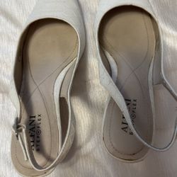 Women Alfani White Slingback Heels—Size 7