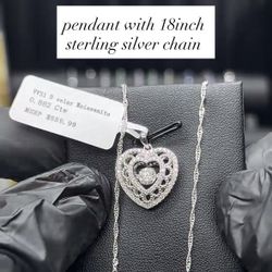 Moissanite And Sterling Silver Necklace 
