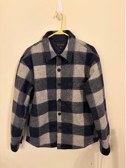 Banana Republic Men's Plaid Wool Blend Shacket Jacket Button Front Lined S