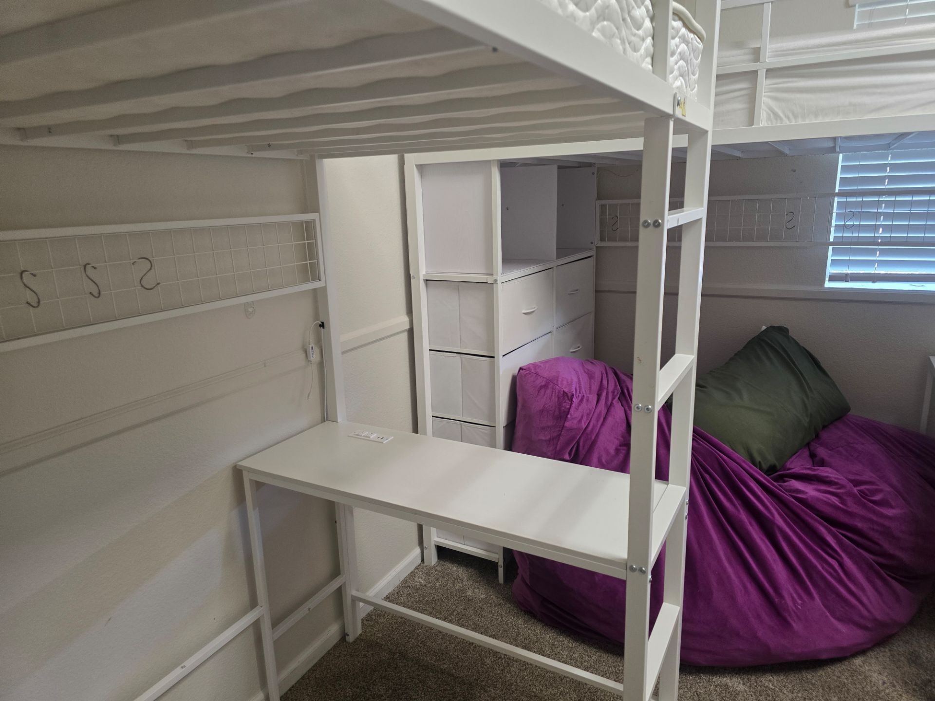 2 like new white loft beds