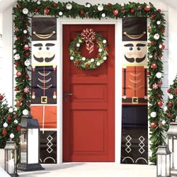 Set (2) Nutcracker Christmas Side Door Flags Banners Outdoor Xmas Holiday  