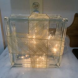 Glass block present. Christmas decor
