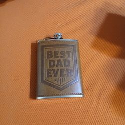 Stainless steel leather encased flask