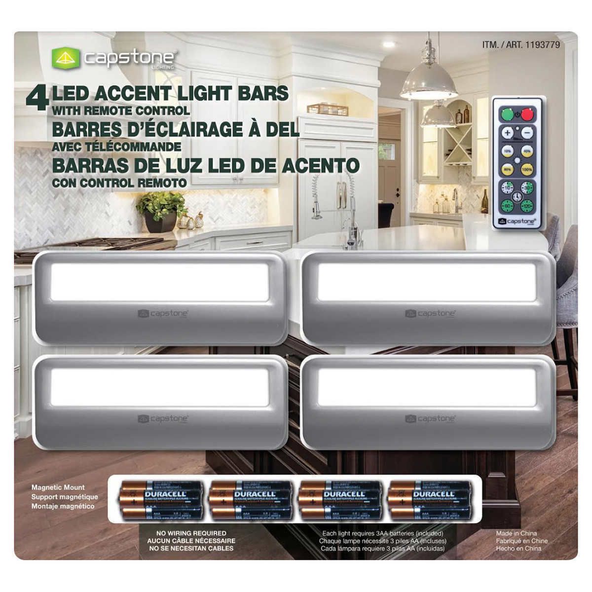 4x CAPSTONE LED Accent Light Bars with Remote control Battery operated NEW