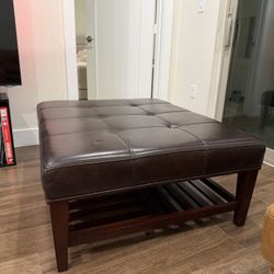 La-Z-Boy Leather Tufted Storage Ottoman