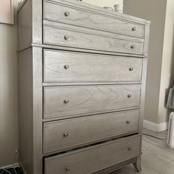 Light Grey Wood Tall Dresser 