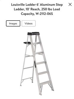 Louisville Ladder 6' Aluminum Step Ladder, 10' Reach, 250 lbs Load  Capacity, W-2112-06S 