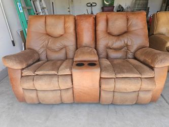 Recliner/Rocker Sofa with Storage and Cup Holders