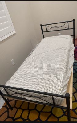 Twin bed frame and mattress