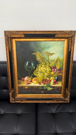 Oil painting “still live “ canvas made 1980s