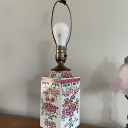 Antique hand painted famille rose porcelain lamp