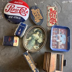 Vintage Pepsi Cola Decor Lot Of 9 