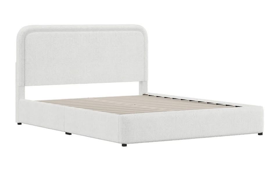 New Juliet Queen Boucle Platform Bed, Ivory