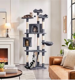 79in Multi-Level Cat Tree for Multiple Cats with 9 sisal Posts