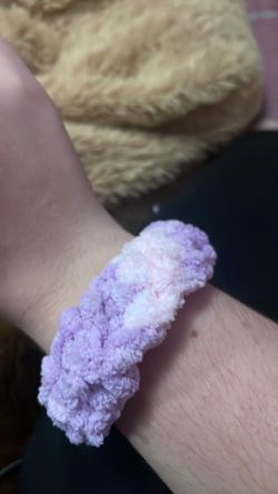Handmade Crochet Bracelet Purple White