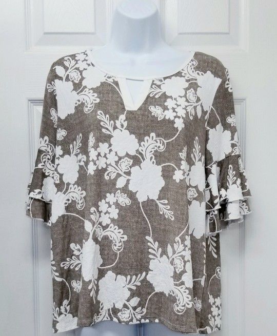 Floral Tan Top L