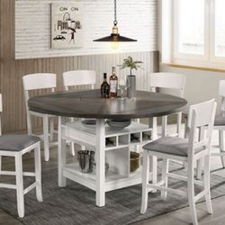 White And Gray Dining Table Set 