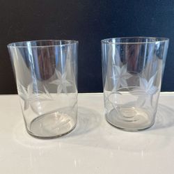 2 Vintage Etched Glasses