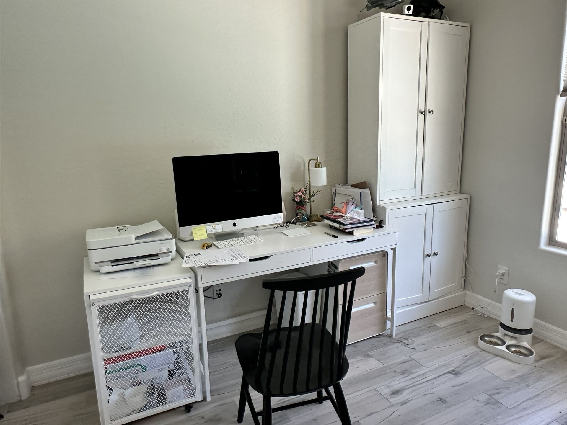 Home Office IKEA Desk, Cabinet and Cart